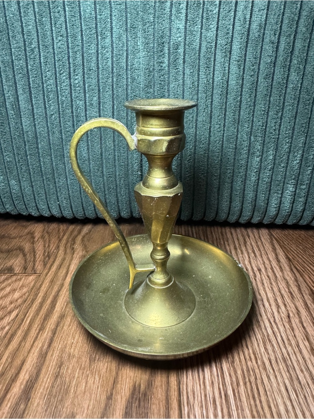 Brass Candleholder Chamberstick - Classic Gold Finish